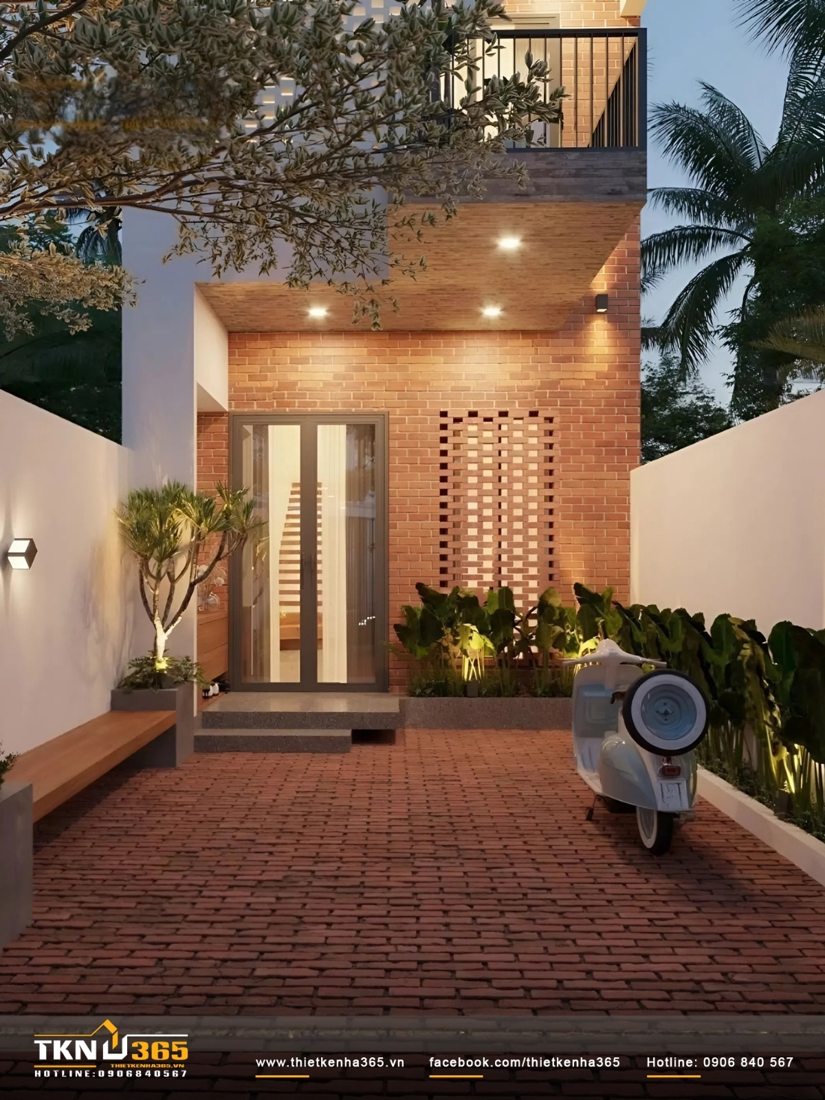 Mẫu nh&agrave; hộp đẹp hiện đại với s&acirc;n vườn nhỏ giữa đ&ocirc; thị