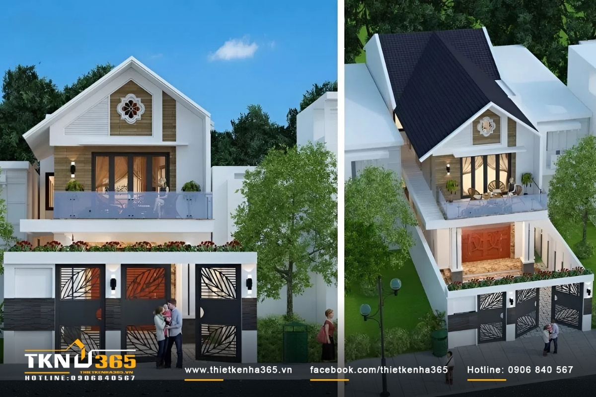 Mặt tiền nh&agrave; ống chiều ngang 7m phong c&aacute;ch hiện đại