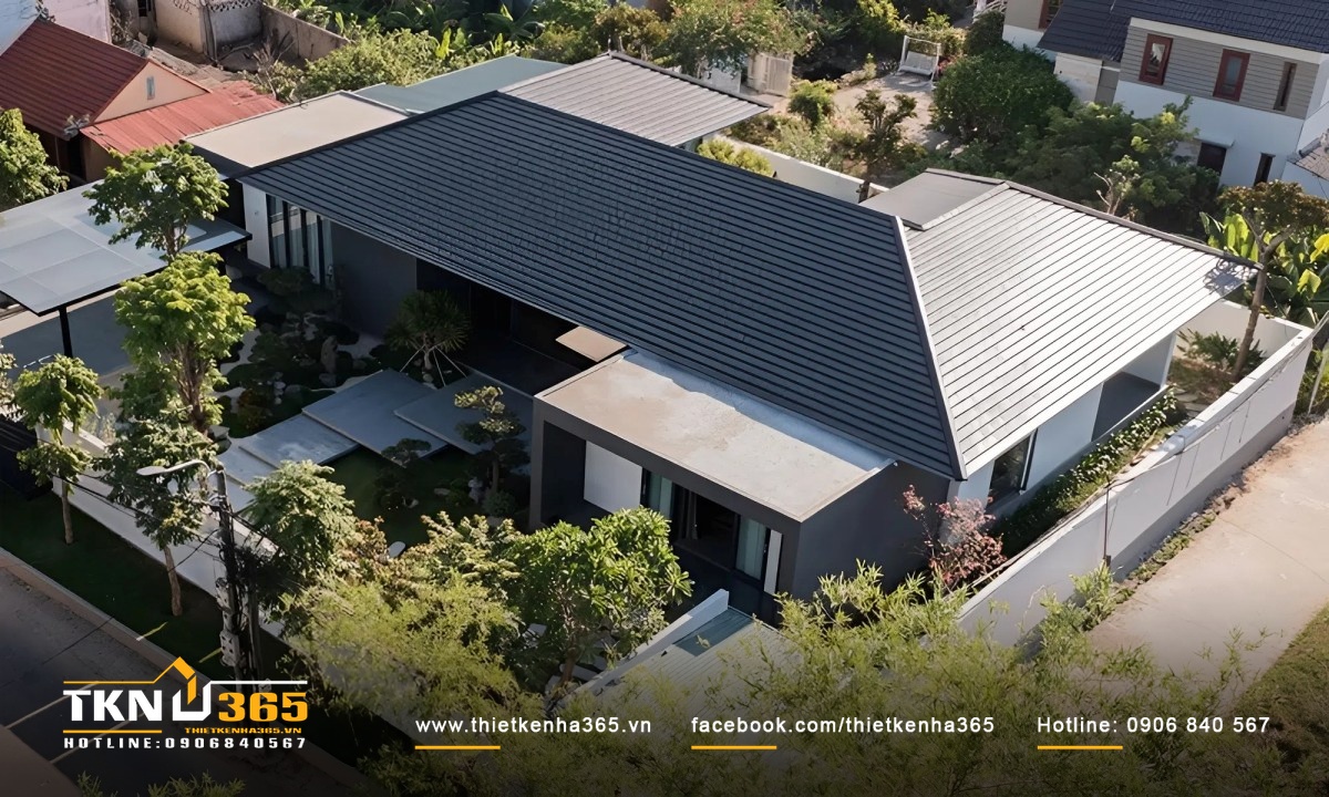 Sân vườn biệt thự cấp 4 phong cách hiện đại và đơn giản