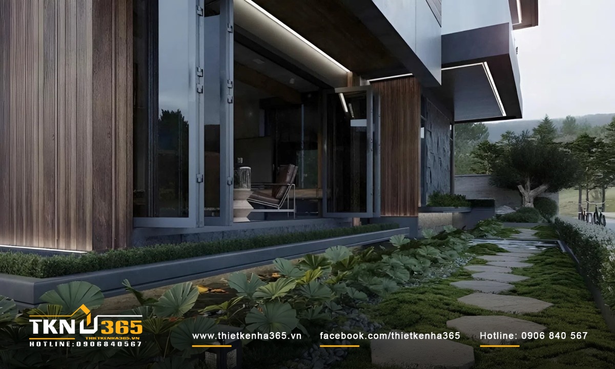 Một khoảng sân nhỏ của biệt thự nhà vườn hiện đại