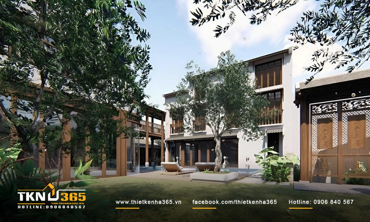 Thiết kế sân vườn của biệt thự phong cách Đông Dương