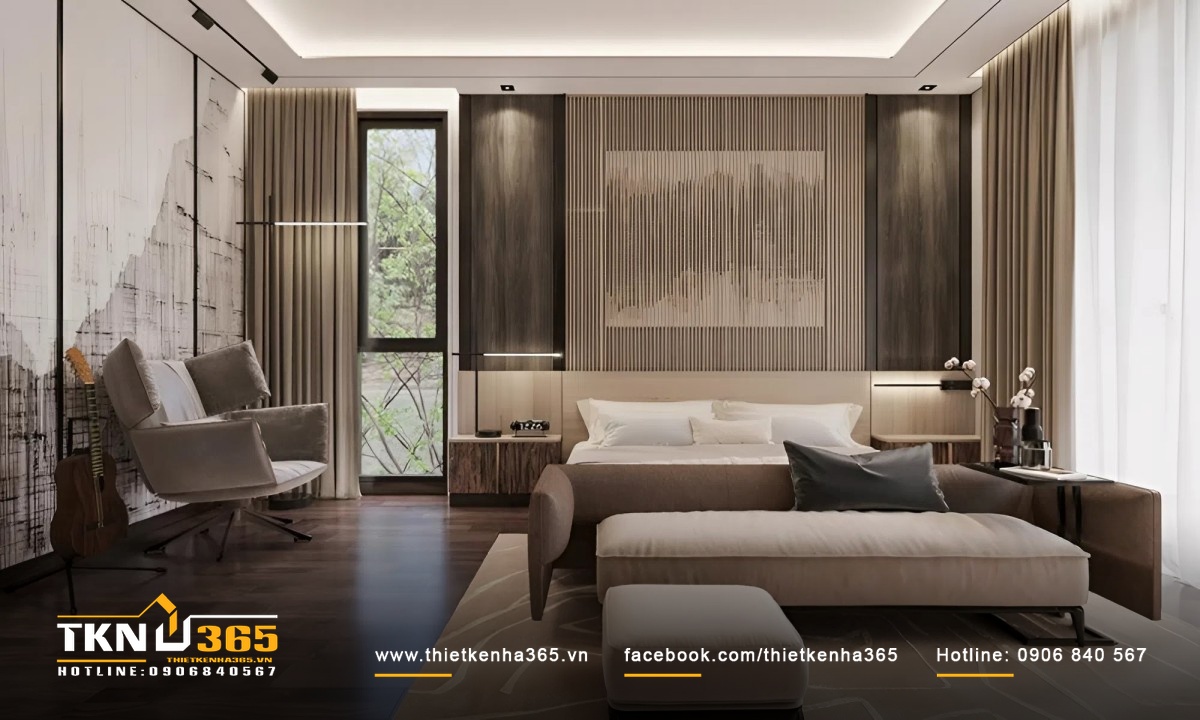 Phòng ngủ biệt thự mái Thái thiết kế tinh tế, sang trọng