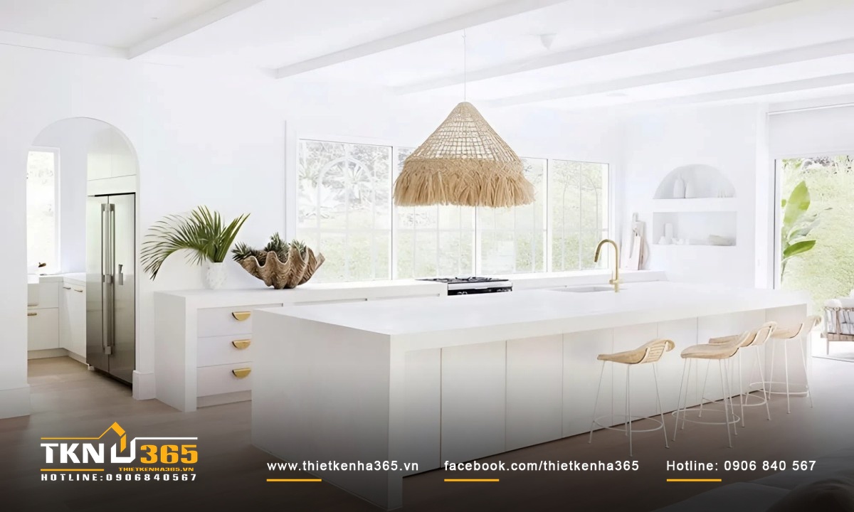 Thiết kế phòng bếp biệt thự vườn phong cách Địa Trung Hải