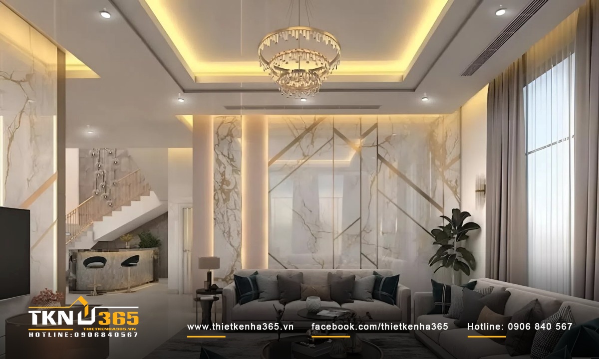 Nội thất phòng khách biệt thự sân vườn hiện đại