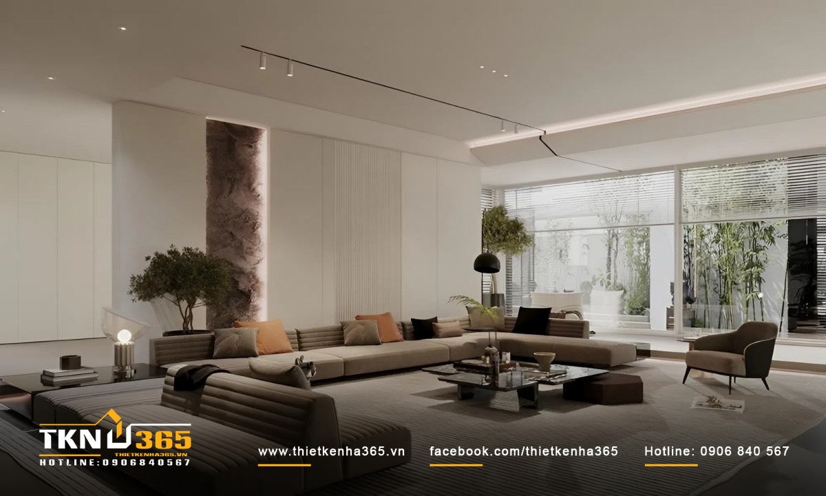 Mẫu phòng khách biệt thự vườn cấp 4 phong cách hiện đại