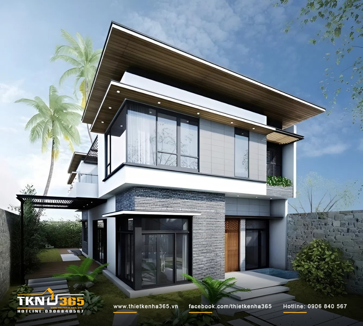 Mẫu thiết kế biệt thự nhà vườn kiến trúc hiện đại