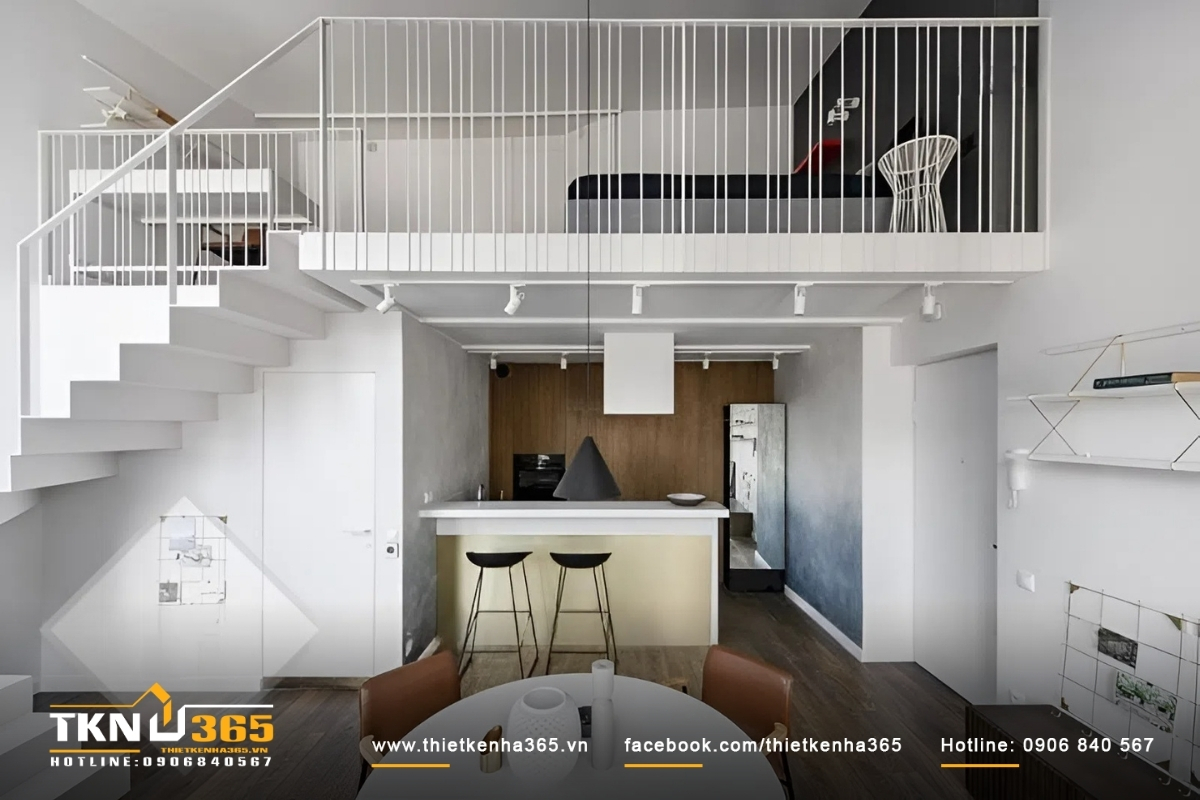 Thiết kế nhà 2 tầng 20m2 có gác lửng