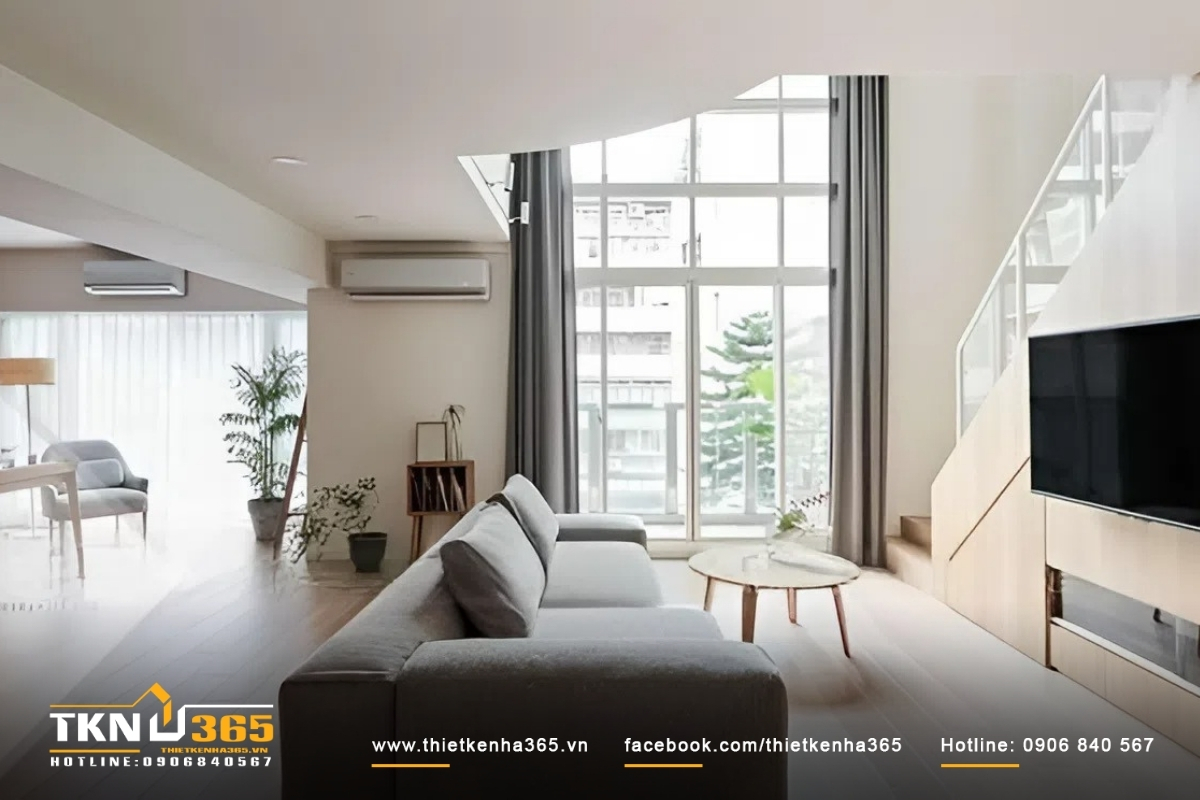 Thiết kế nhà 20m2 2 tầng ban công xanh