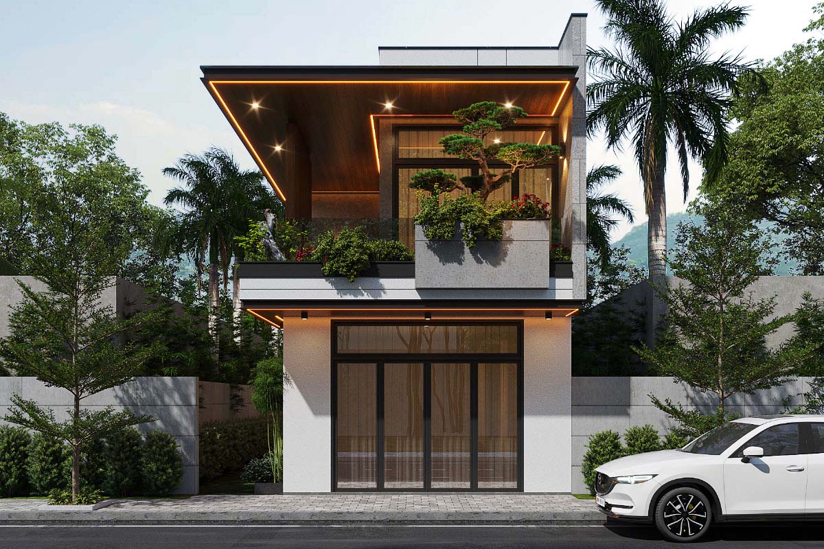 Mẫu thiết kế nhà 2 tầng 3 phòng ngủ 5x12m (ảnh: sưu tầm) Mẫu thiết kế nhà 2 tầng 3 phòng ngủ 5x12m (ảnh: sưu tầm)