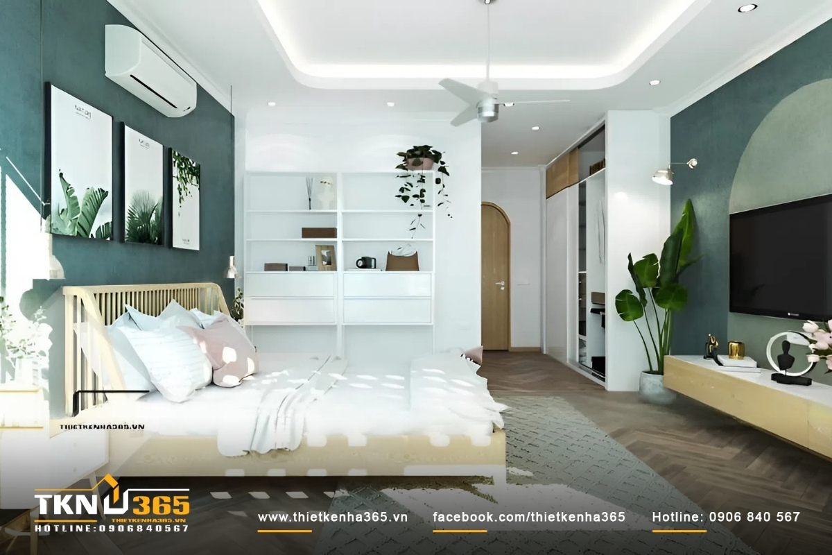 Ph&ograve;ng ngủ nhỏ xinh b&ecirc;n trong ng&ocirc;i nh&agrave; 35m2 hai tầng ba giường ngủ