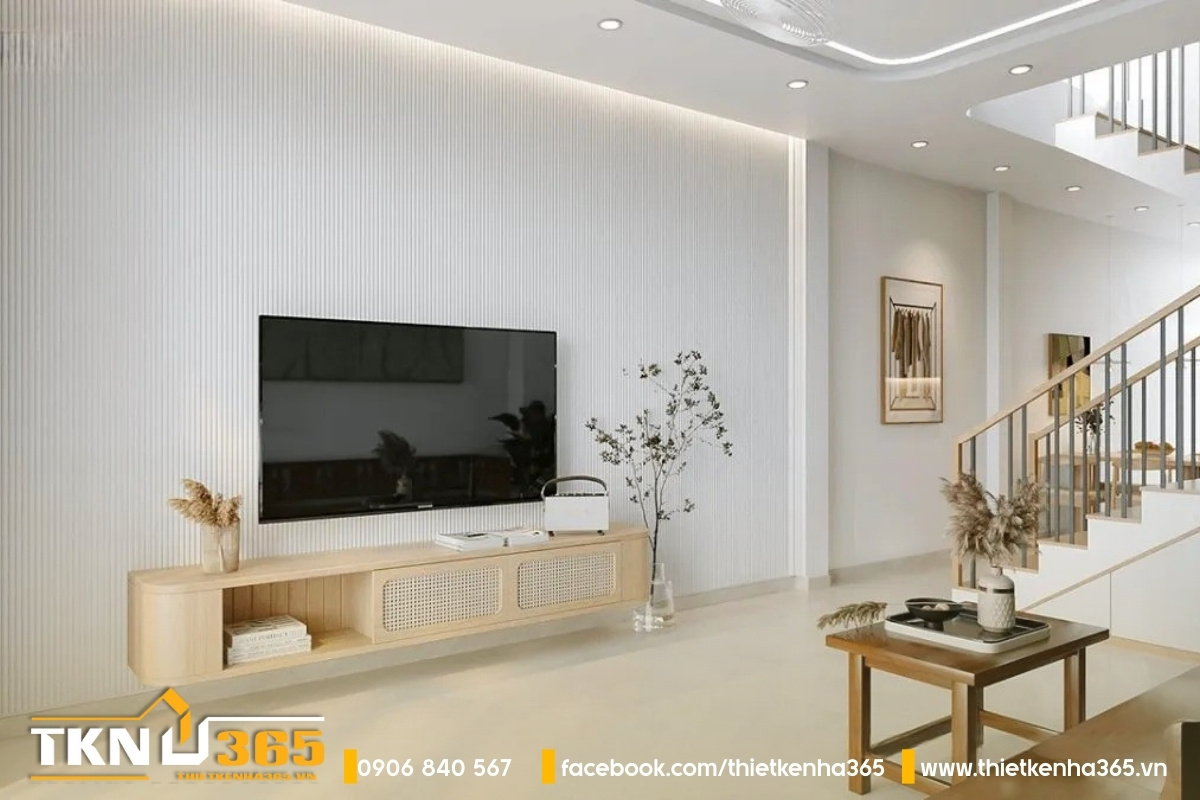 Lựa chọn kệ tivi có thiết kế đơn giản kết hợp với ngăn đựng sách