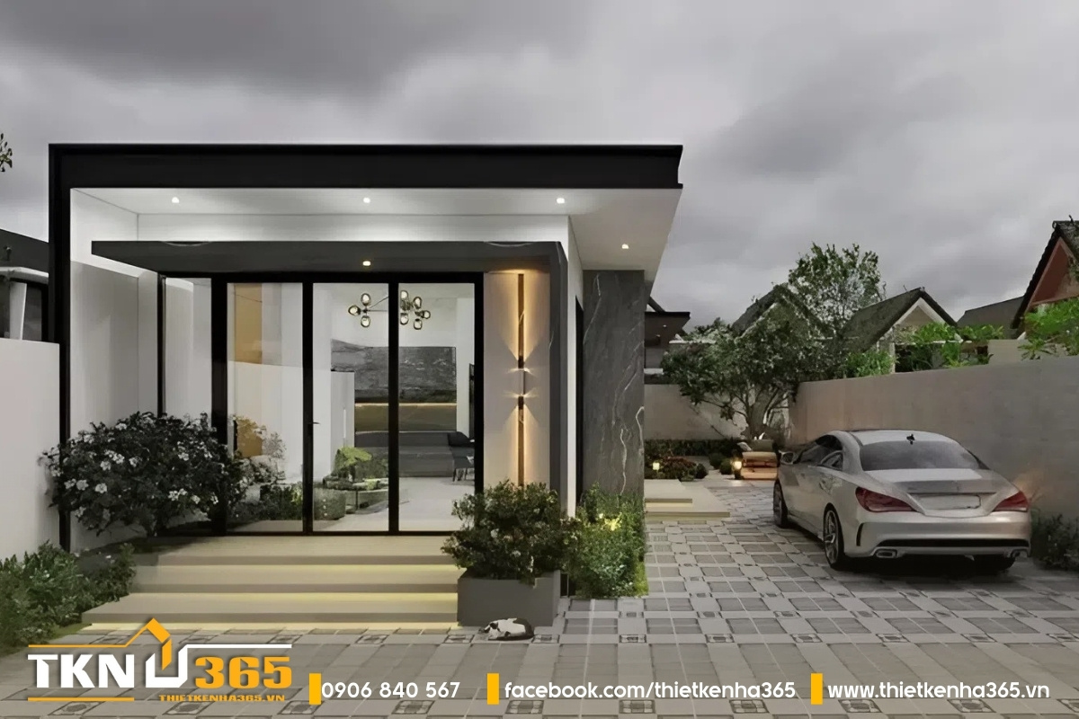 Thiết kế nhà ven đồi 50m2 mái bằng