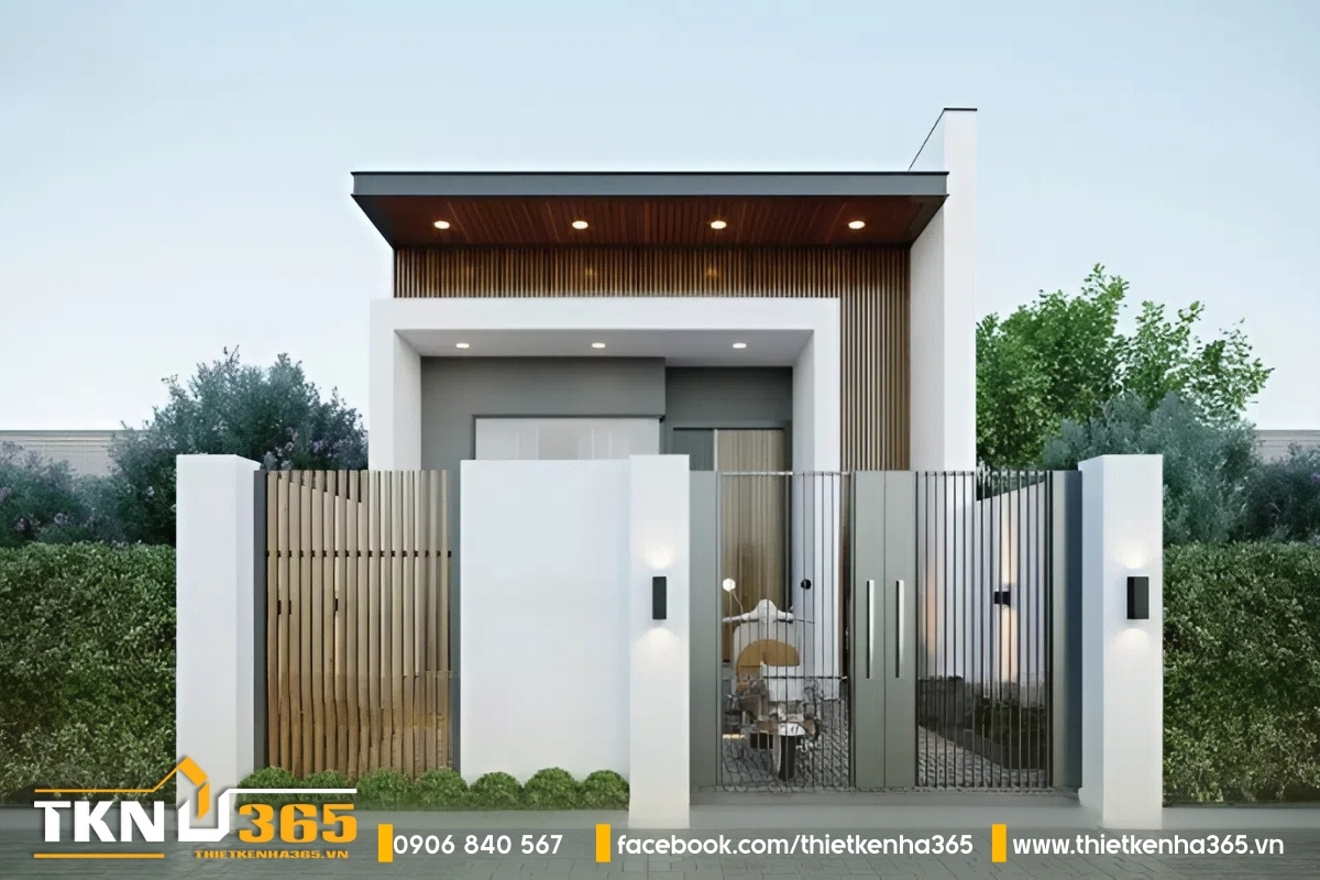 Mẫu nhà ống 50m2 1 tầng mặt tiền L ngược thiết kế đơn giản