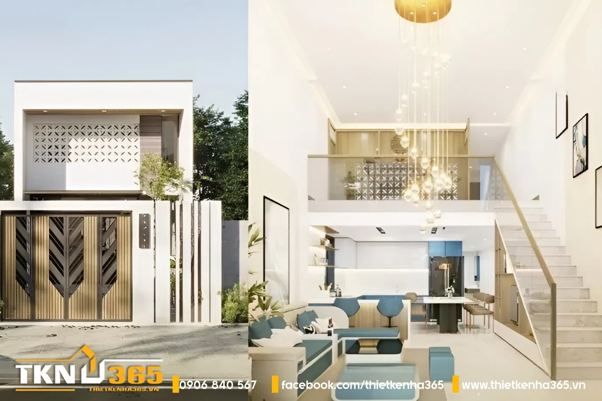 Mẫu nhà ống 50m2 độc đáo 1 tầng có gác lửng