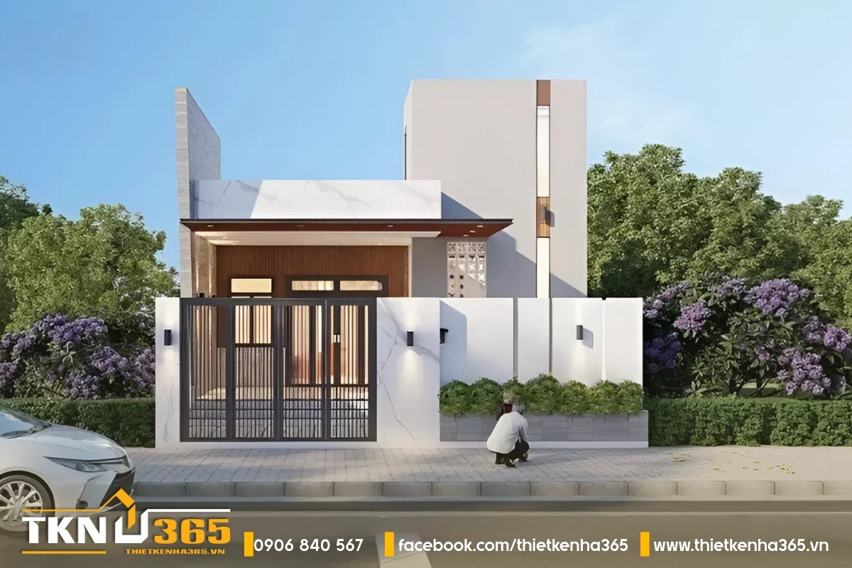 Mẫu nhà 50m2 1 tầng kèm khoảng sân nhỏ