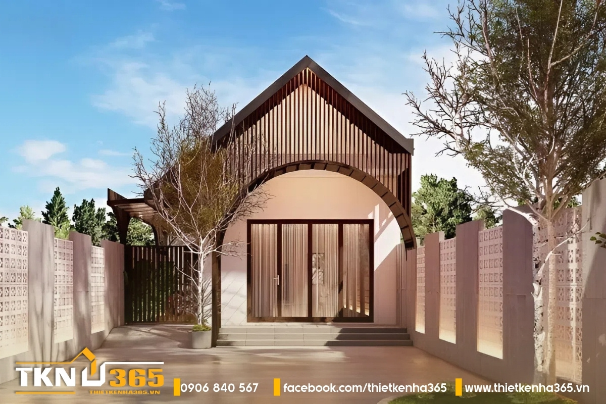 Mẫu nhà vườn 1 tầng 50m2 hiện đại pha lẫn truyền thống