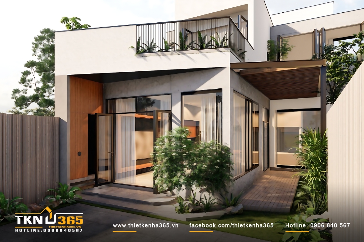 Mẫu nh&agrave; cấp 4 m&aacute;i bằng c&oacute; thiết kế g&aacute;c lửng tiện lợi