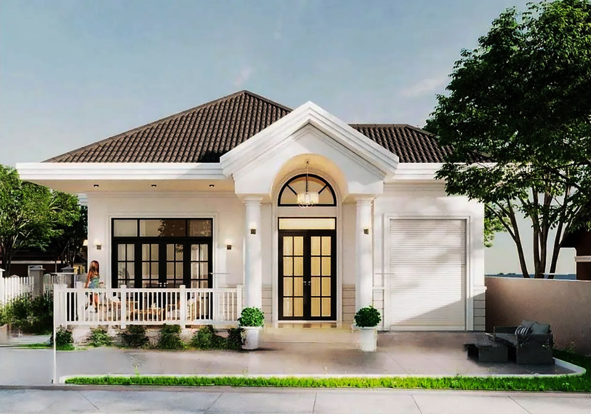 Nhà cấp 4 ngang 8m diện tích 8x15m đơn giản với thiết kế Châu Âu (ảnh sưu tầm) Nhà cấp 4 ngang 8m diện tích 8x15m đơn giản với thiết kế Châu Âu (ảnh sưu tầm)