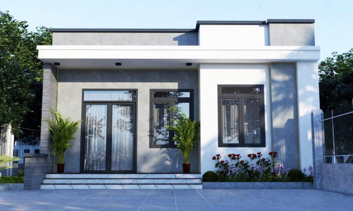 Nhà cấp 4 ngang 8m với diện tích 8x16m với thiết kế mái bằng đơn giản (ảnh sưu tầm) Nhà cấp 4 ngang 8m với diện tích 8x16m với thiết kế mái bằng đơn giản (ảnh sưu tầm)
