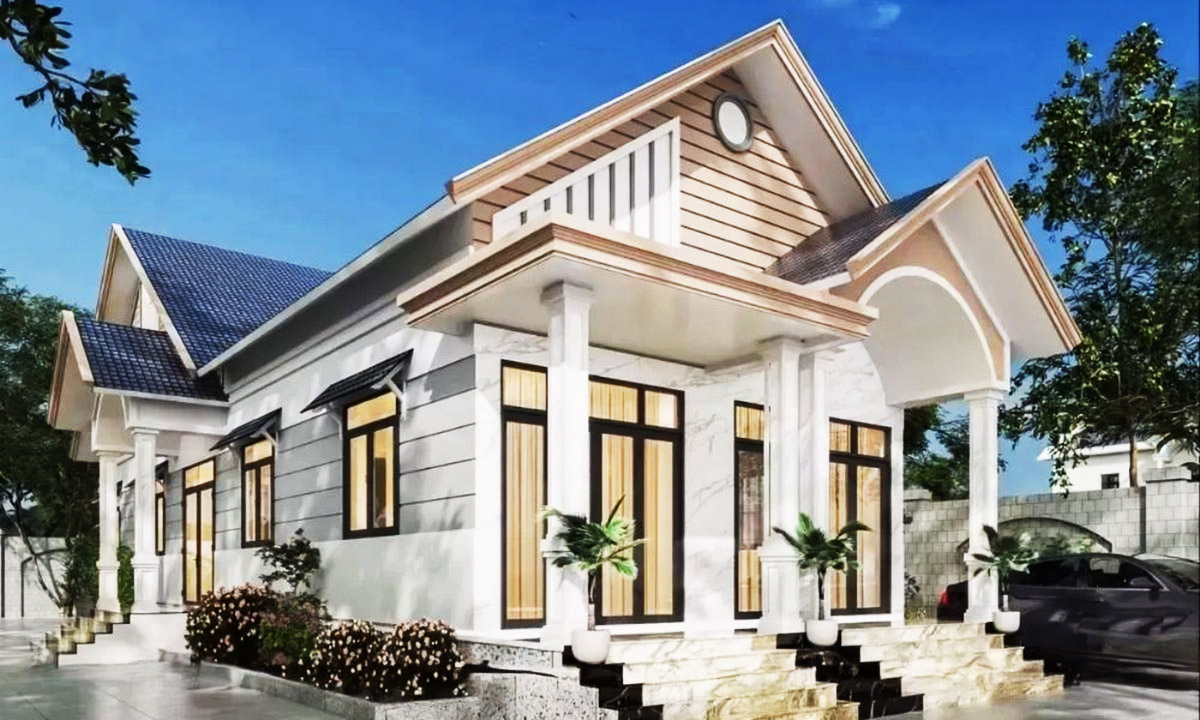 Nhà cấp 4 ngang 8m với mái Thái cùng hệ ngói màu xanh cho ngôi nhà thêm mát mẻ, tản nhiệt tốt (ảnh sưu tầm) Nhà cấp 4 ngang 8m với mái Thái cùng hệ ngói màu xanh cho ngôi nhà thêm mát mẻ, tản nhiệt tốt (ảnh sưu tầm)