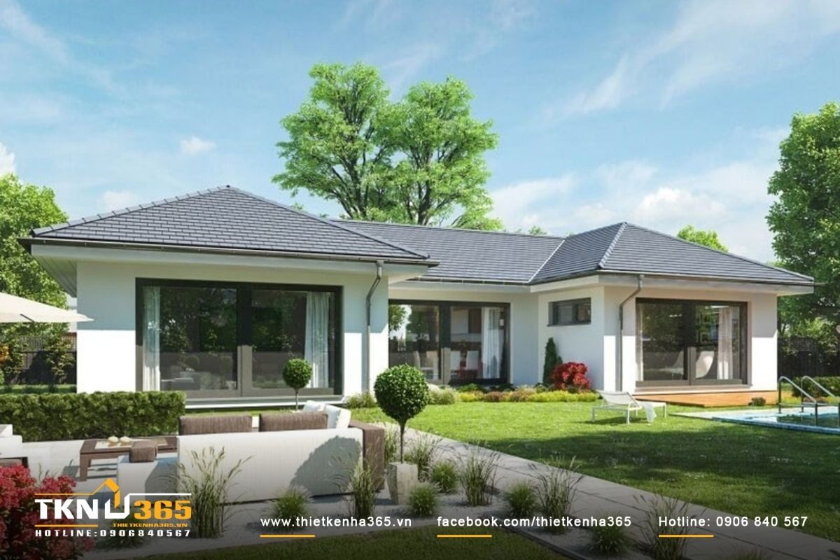 Mặt tiền mẫu nhà chữ U đẹp hiện đại