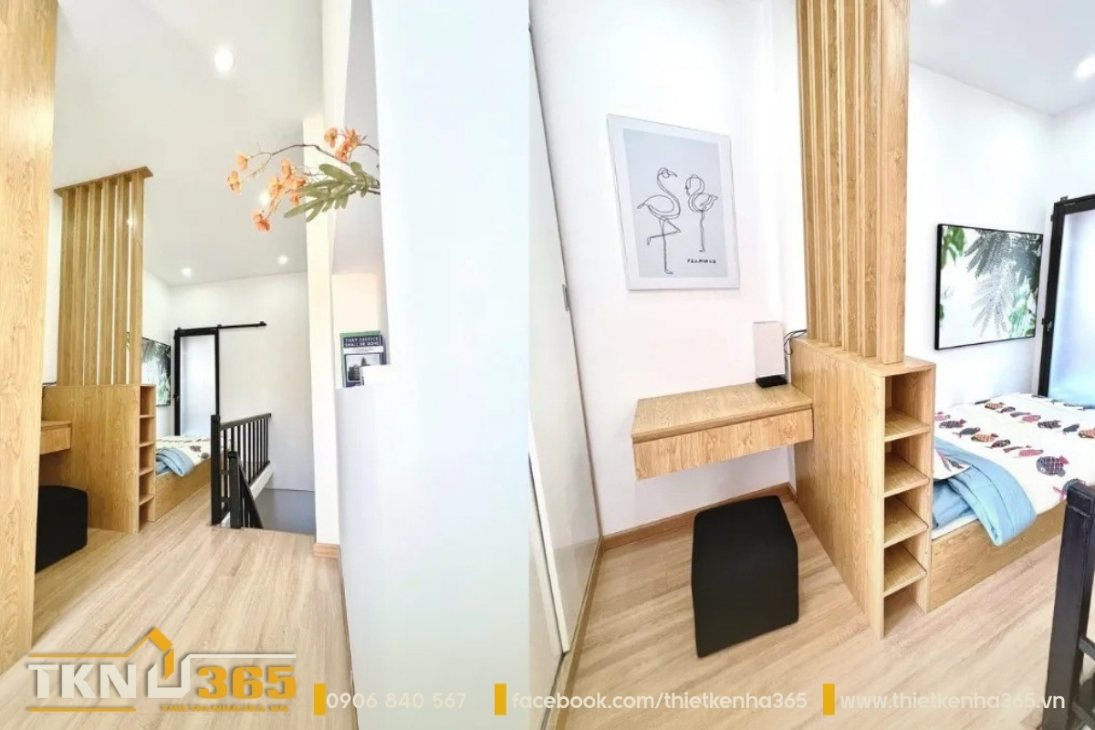 Th&agrave;nh giường kết hợp với kệ để s&aacute;ch v&agrave; b&agrave;n học