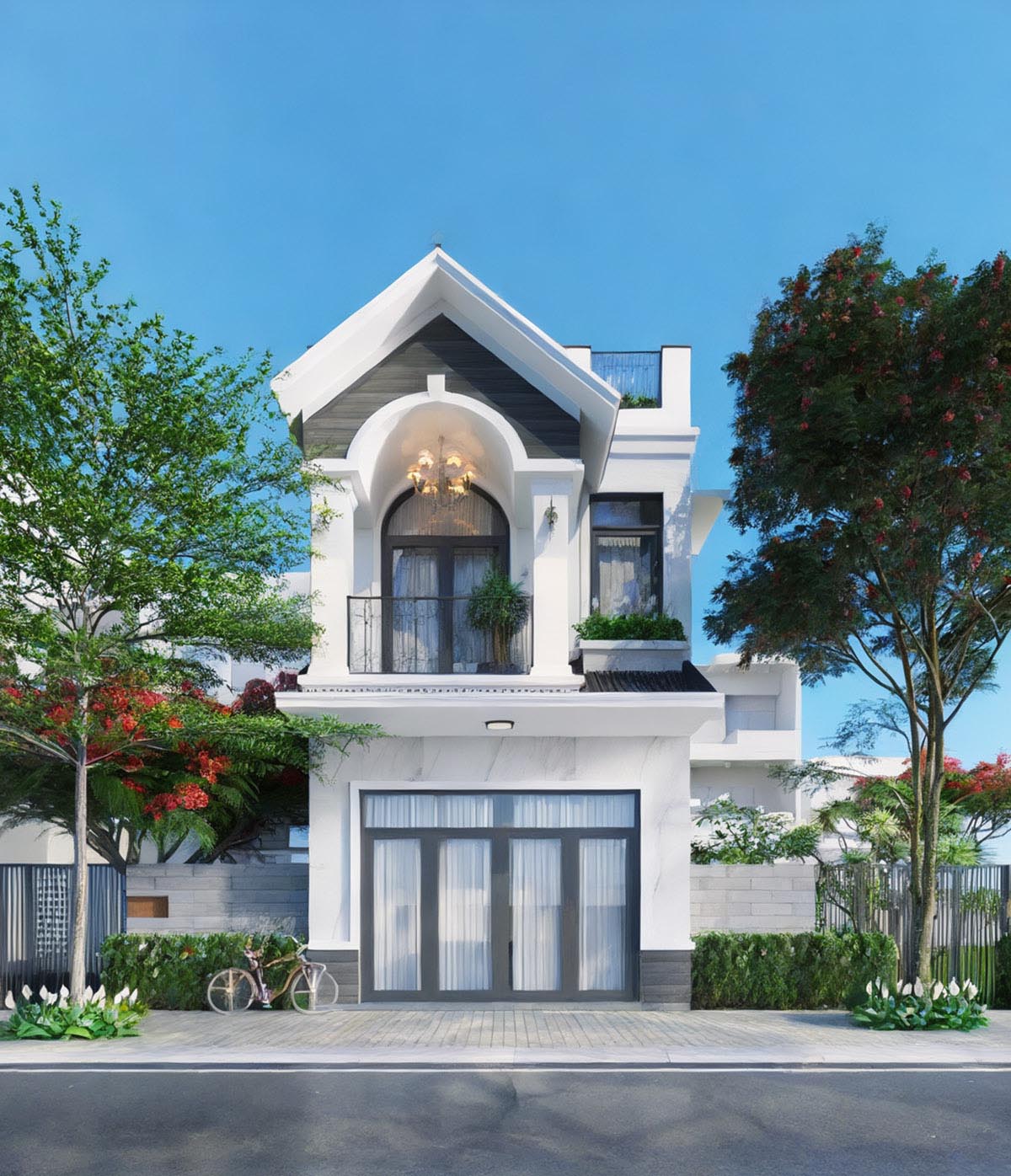 Mẫu nhà 2 tầng 50m2 với thiết kế mái thái