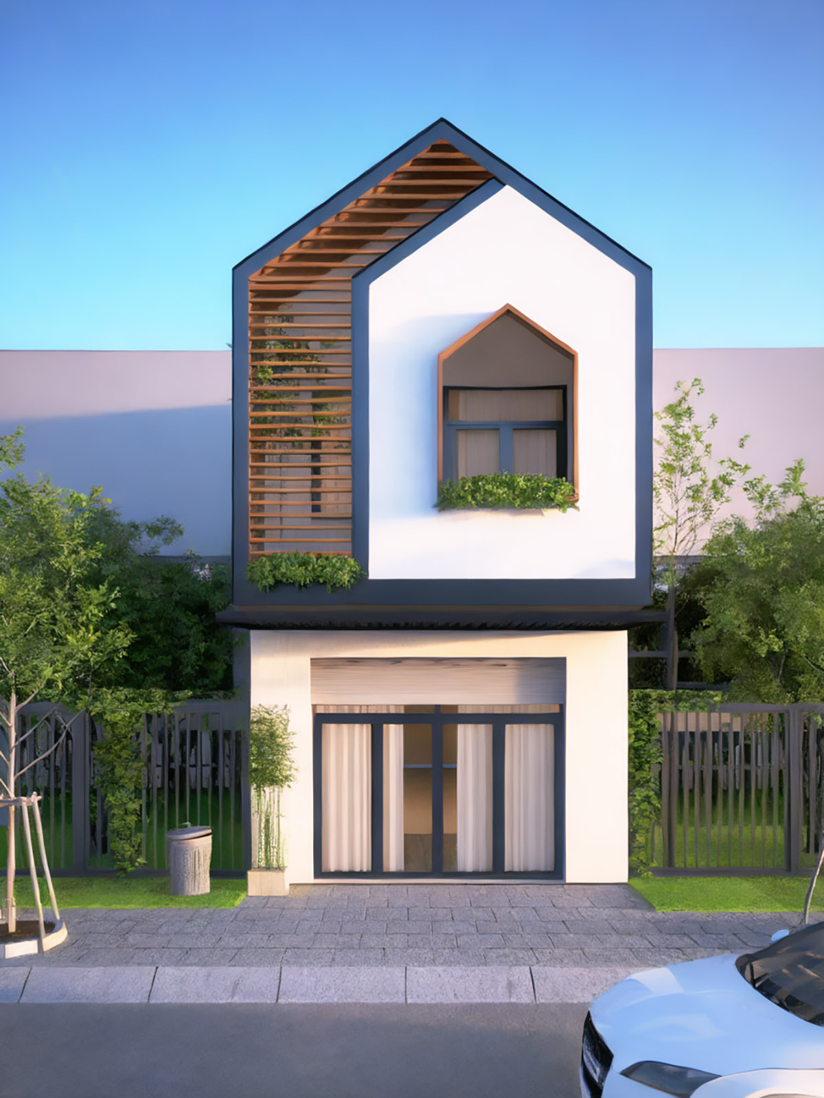 Thiết kế mặt tiền nhà 2 tầng 5x10m