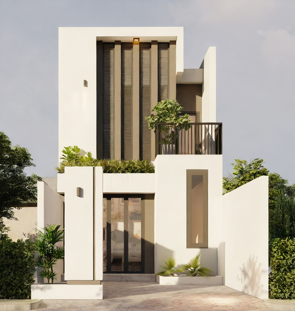 Mặt tiền thiết kế nhà 2 tầng 60m2.