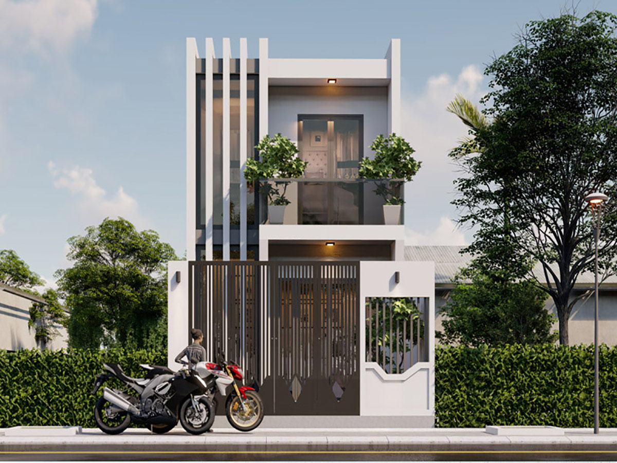 Mẫu nhà 2 tầng 60m2 phong cách hiện đại.