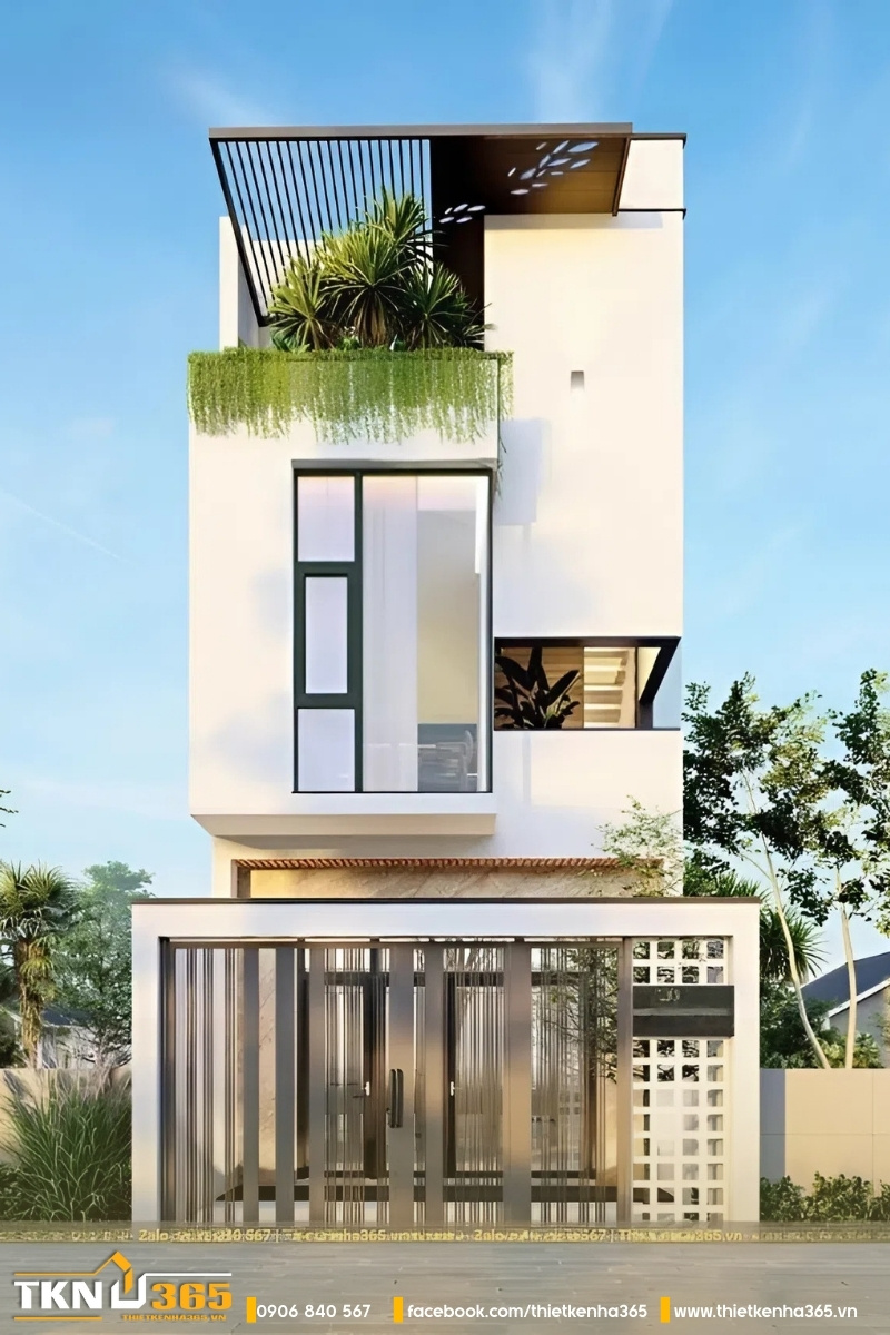 Mẫu thiết kế nhà 3 tầng 60m2 đơn giản, độc đáo