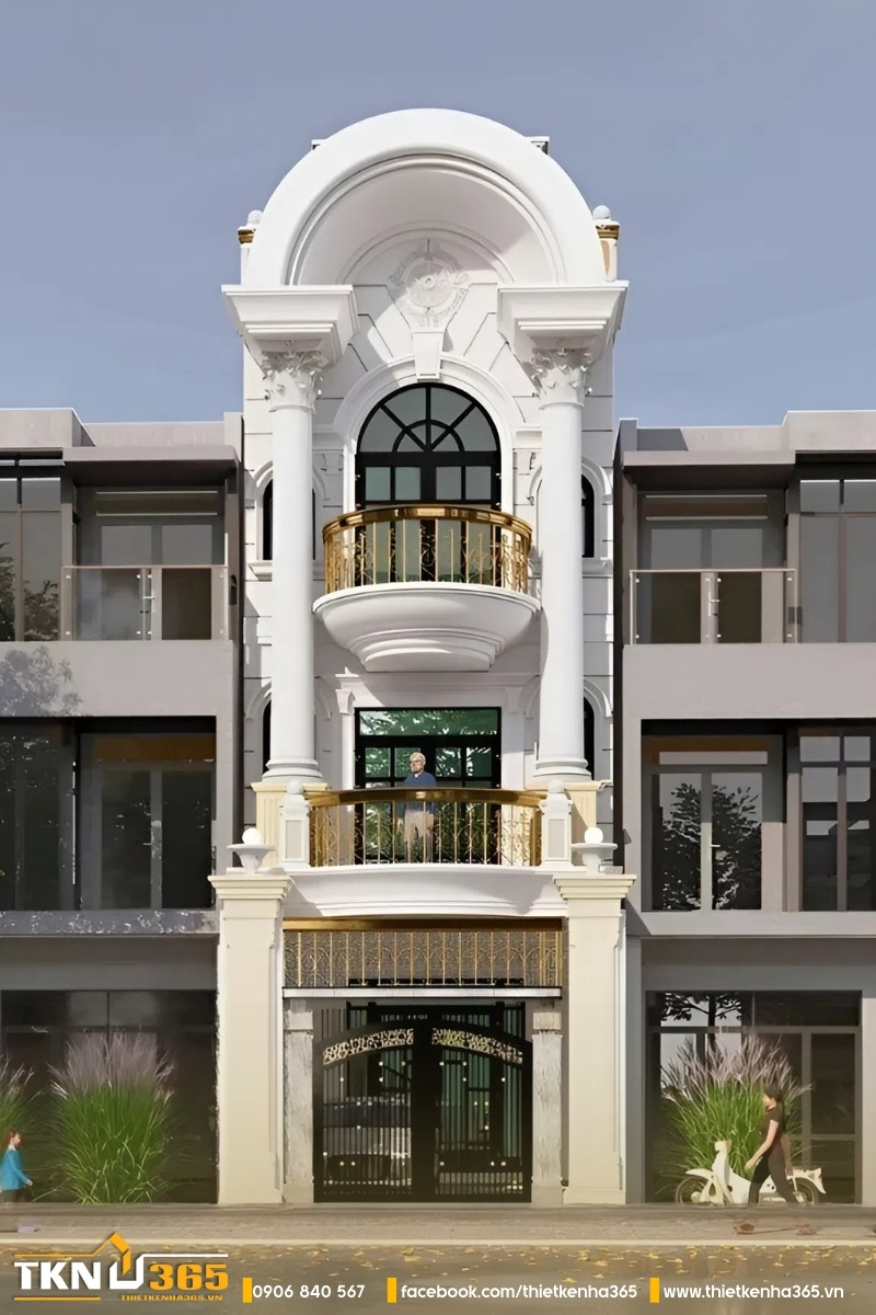 Mẫu thiết kế nhà 3 tầng 60m2 tân cổ điển