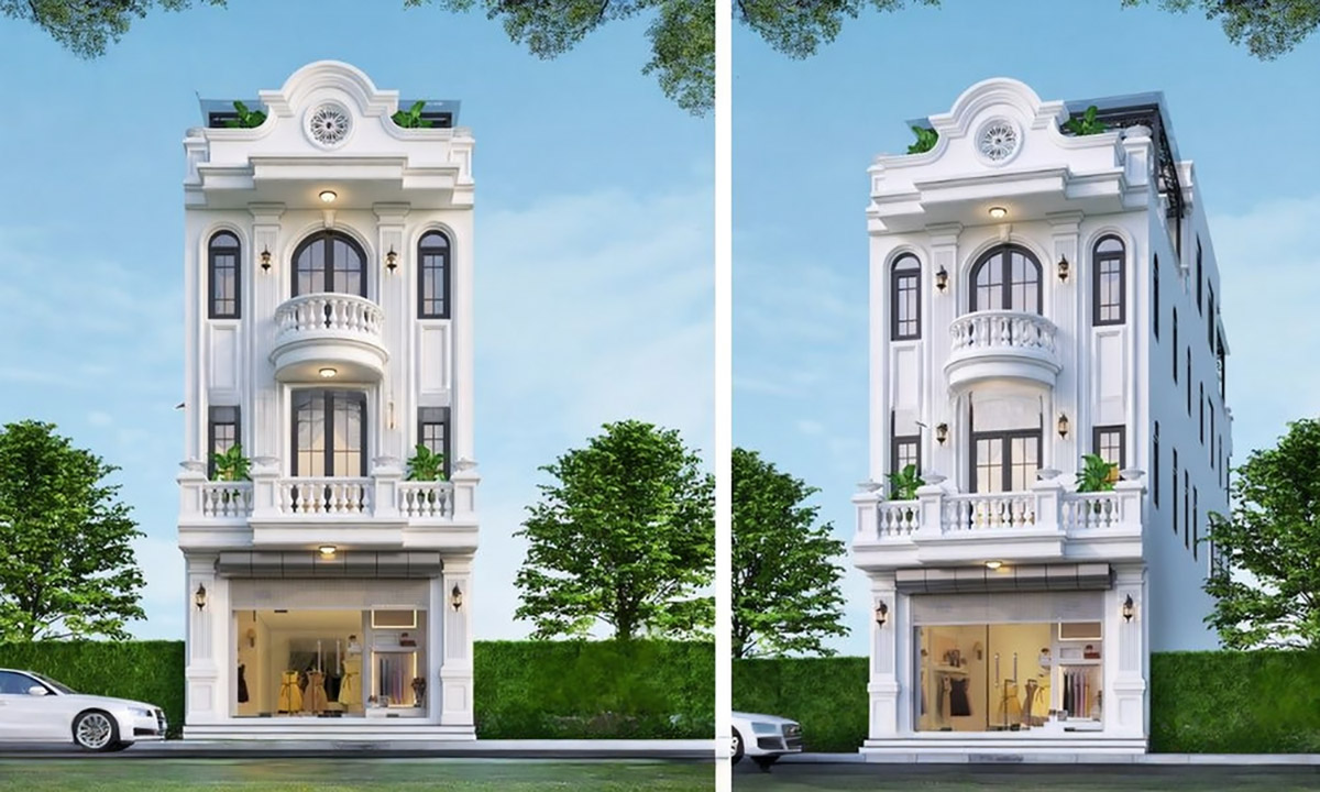 Mẫu nhà 3 tầng 6x15m phong cách tân cổ điển.