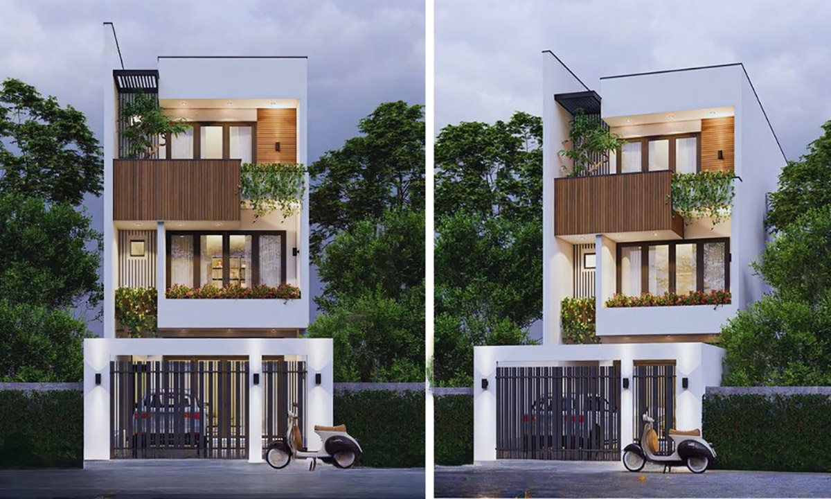 Nhà 6x15m 3 tầng với thiết kế độc đáo, thu hút mọi ánh nhìn.