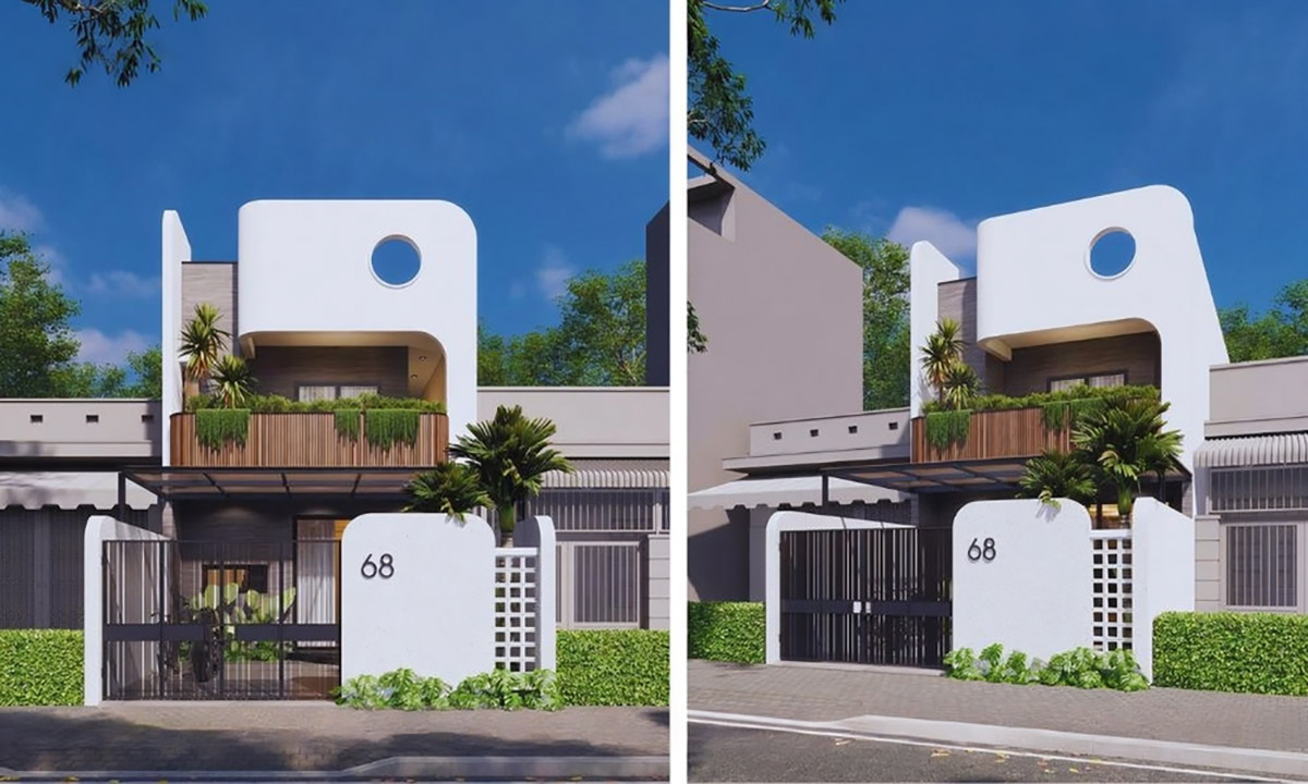 Các hình khối độc đáo, đẹp mắt được thiết kế chỉnh chu trong mẫu nhà 6x15m 2 tầng.