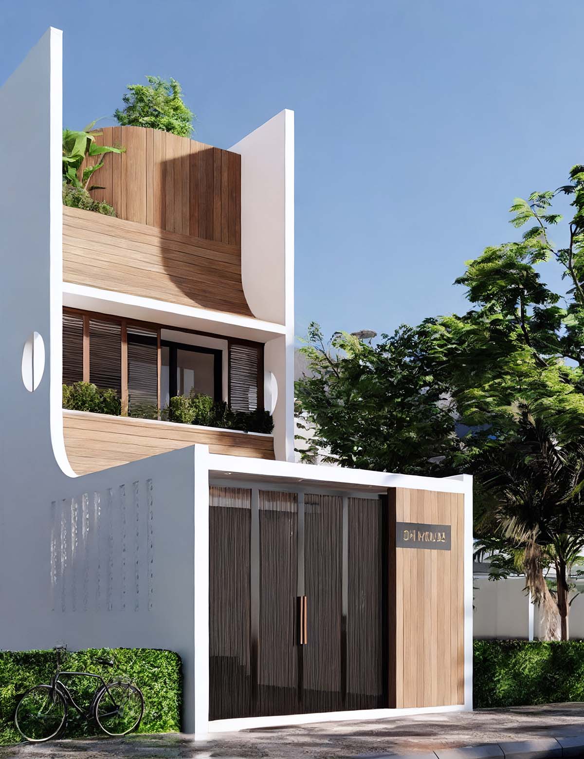 Mẫu nhà 6x15m phong cách hiện đại kết hợp với nét thiết kế độc đáo, thu hút mọi ánh nhìn.