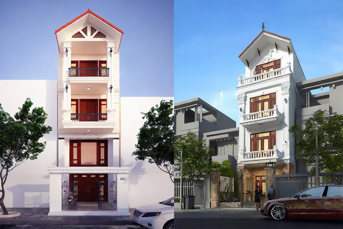 Mẫu nhà ống có gác lửng 4 tầng