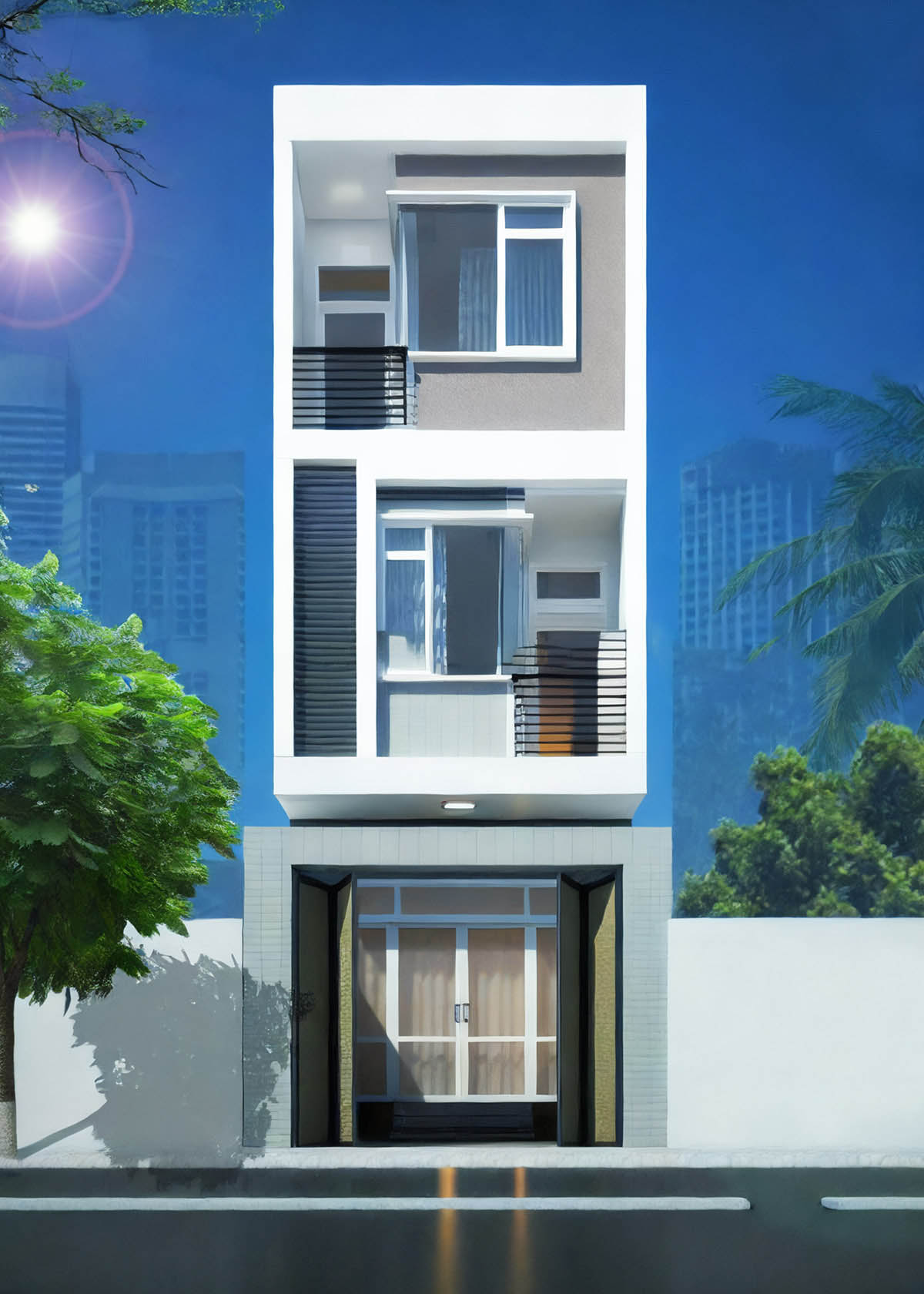 Thiết kế nhà ống có gác lửng 3 tầng 5x12