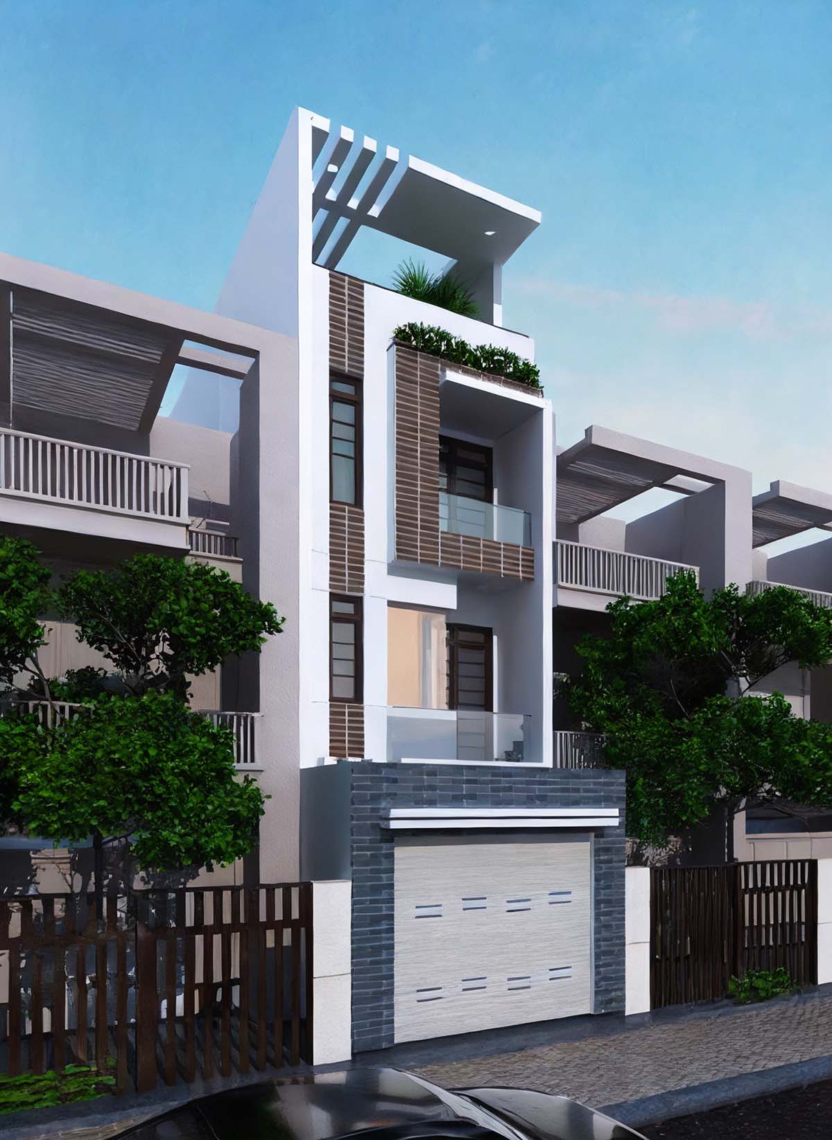 Mẫu thiết kế nhà ống có gác lửng đẹp 5x20m