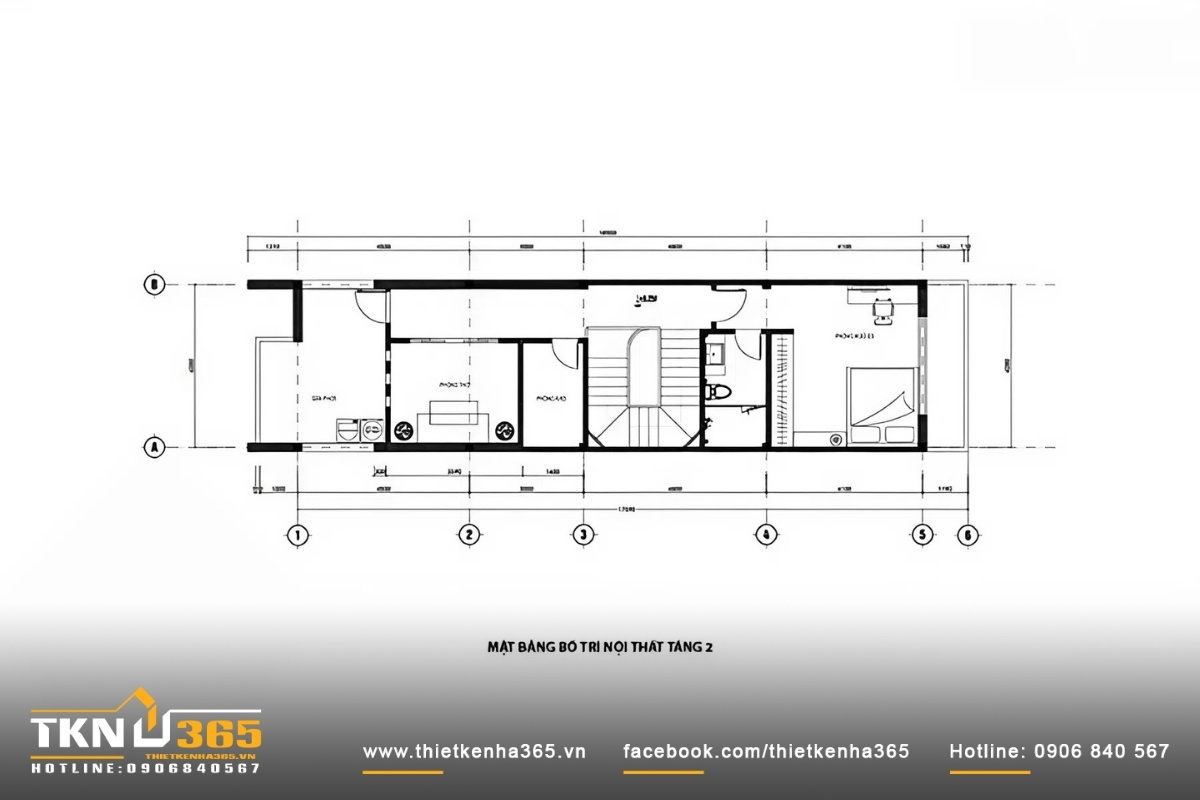 Mặt bằng nh&agrave; phố 2 tầng 1 tum 4x18m