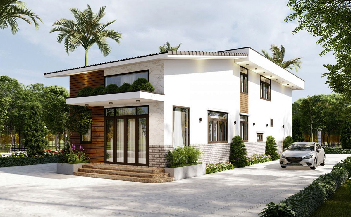 Mẫu nhà phố 7x15m tầng lửng có 5 phòng ngủ