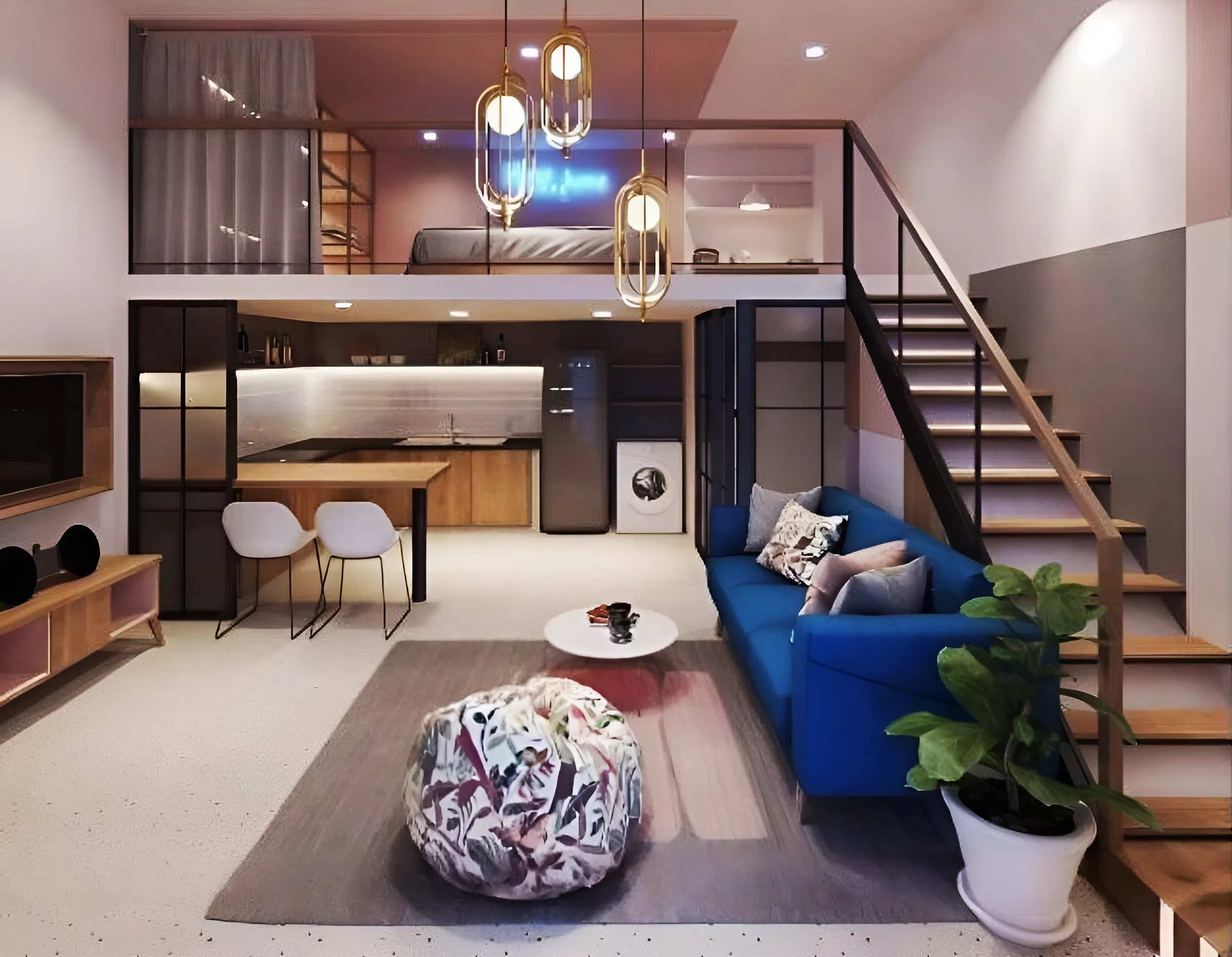 79+ Mẫu thiết kế nhà 2 tầng có gác lửng đẹp, hiện đại nhất 2026 8 Thiết kế nội thất nhà gác lửng 2 tầng tối giản, gần gũi với thiên nhiên (ảnh: sưu tầm)