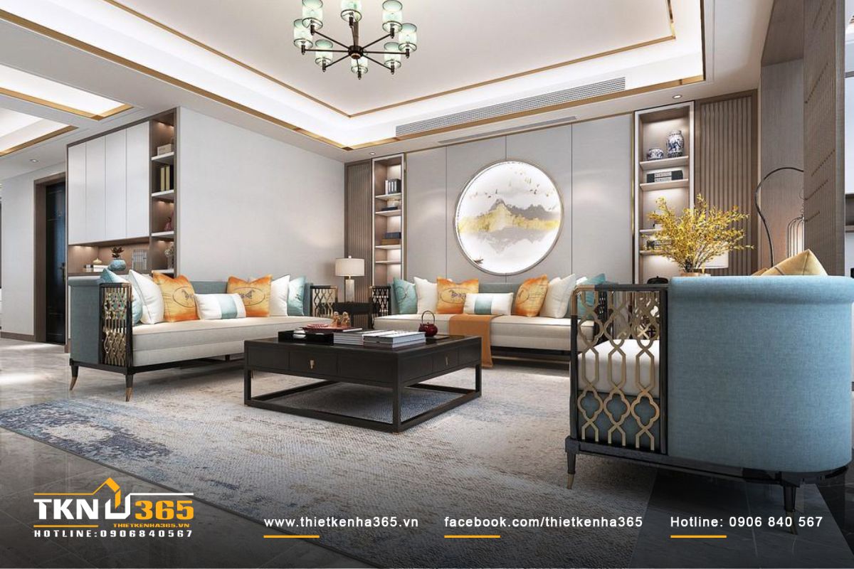 Bức tranh phong cảnh sơn thủy treo tường, thể hiện sự hòa hợp với thiên nhiên