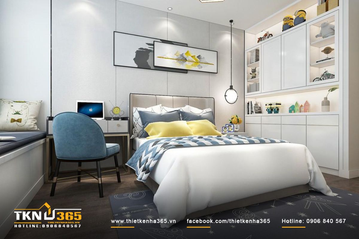 Thiết kế phòng ngủ êm ái và hoa văn truyền thống, mang lại cảm giác thư giãn