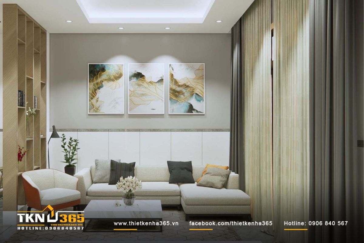 Sự kết hợp hài hòa giữa màu sắc và nội thất, tạo nên phòng khách đầy ấn tượng