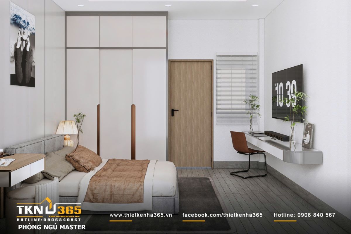 Phòng ngủ được đặt ở nơi yên tĩnh với thiết kế tối giản