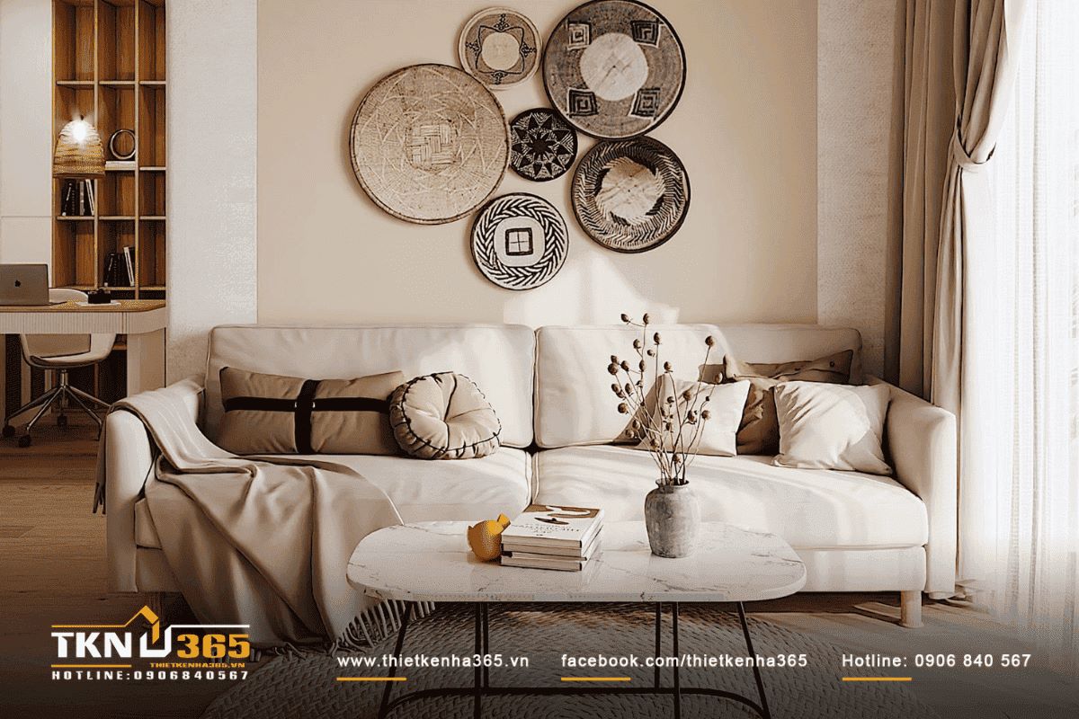 Sofa êm ái cùng bàn trà thiết kế hiện đại, mang đến vẻ đẹp sang trọng cho phòng khách