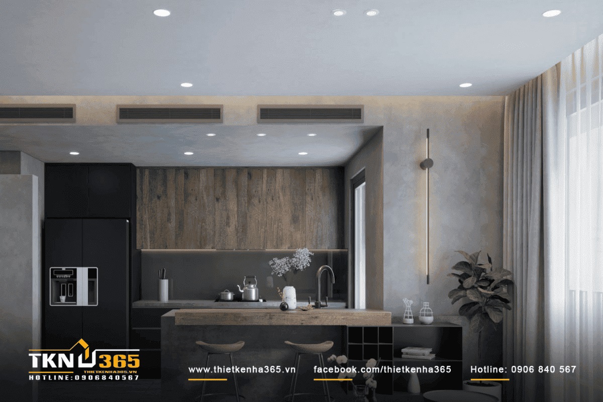 Phòng bếp đầy đủ công năng, đón ánh sáng tự nhiên