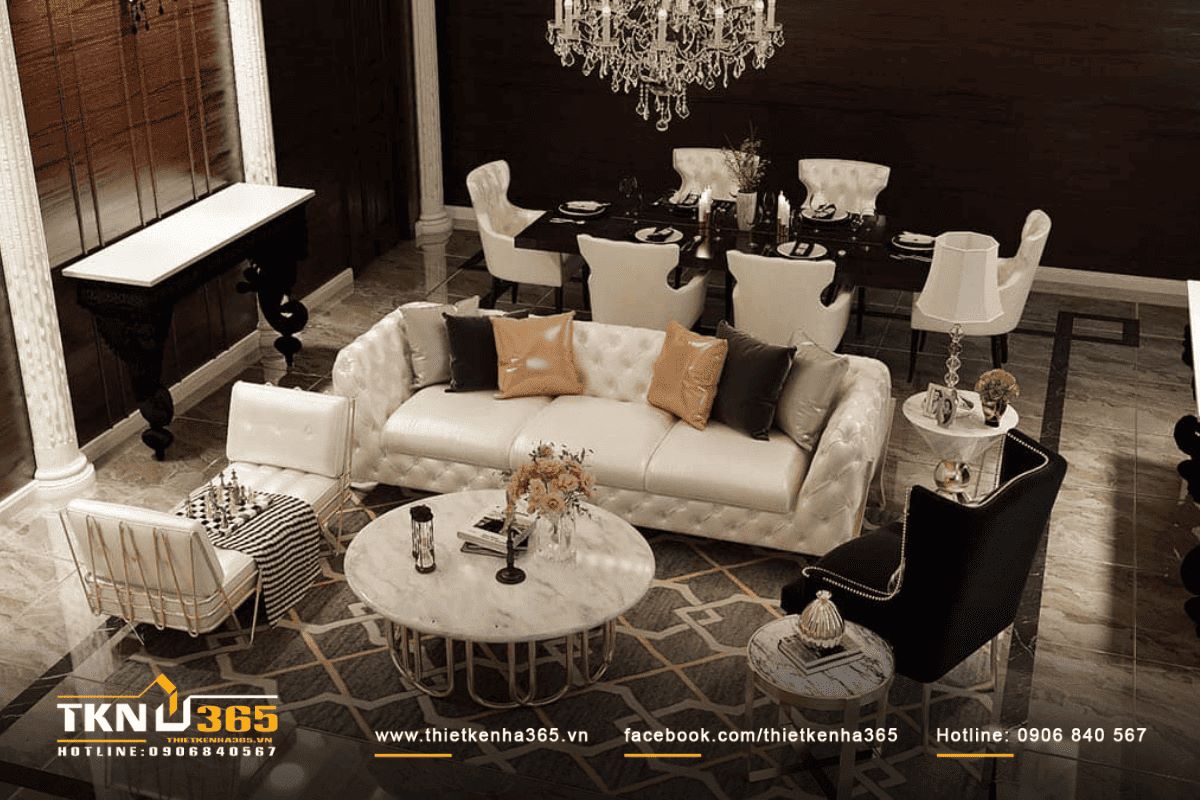 Thiết kế nội thất nhà phố 2 tầng theo phong cách Luxury sang trọng, đẳng cấp