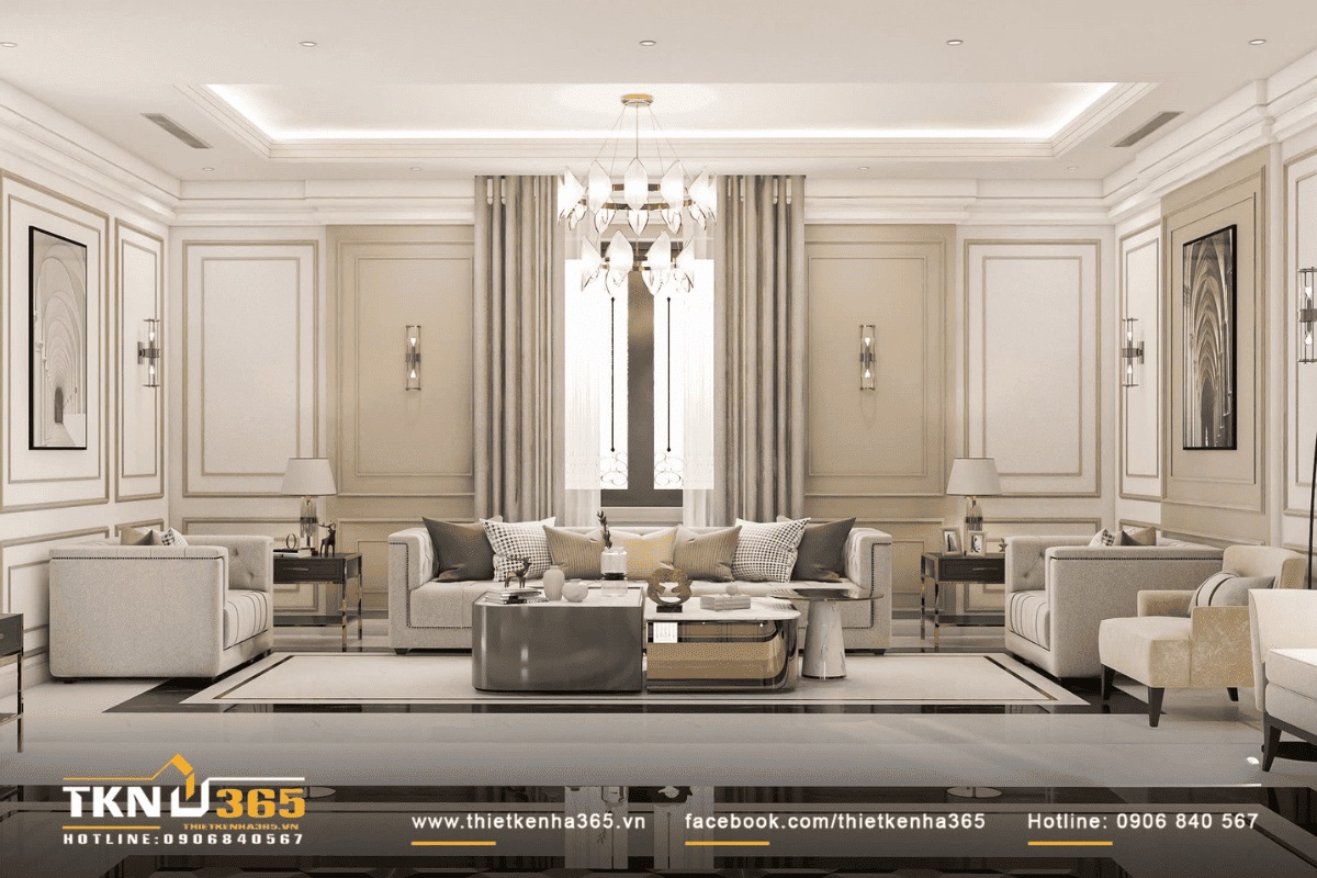 Nội thất nhà phố 2 tầng phong cách tân cổ điển sang trọng, lịch lãm